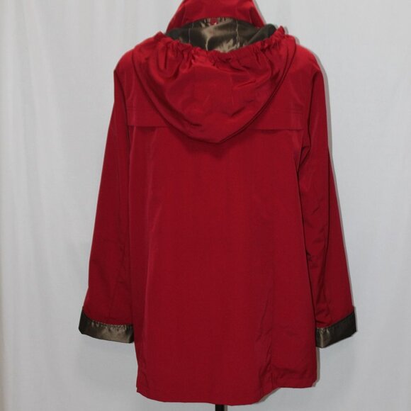 Gallery Petite Cranberry Red Hooded Raincoat - Picture 7 of 16